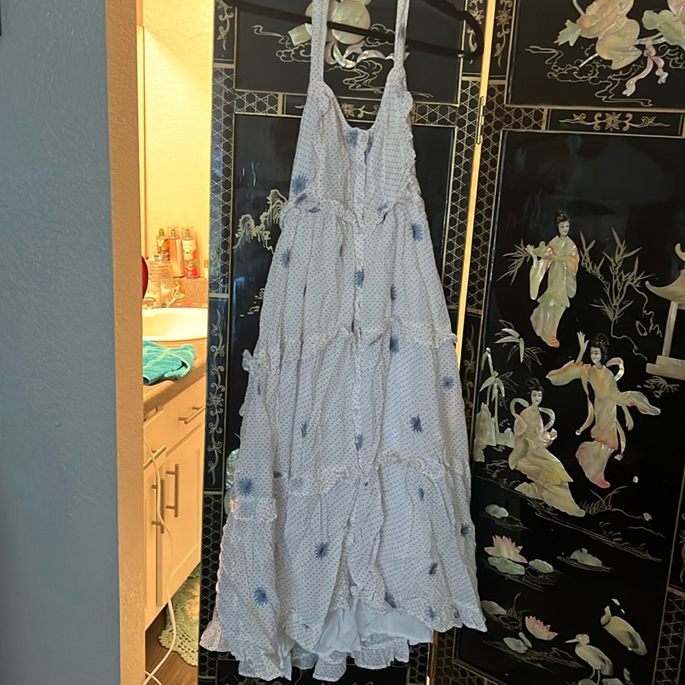 Free People White Embellished Sleeveless Maxi Dress